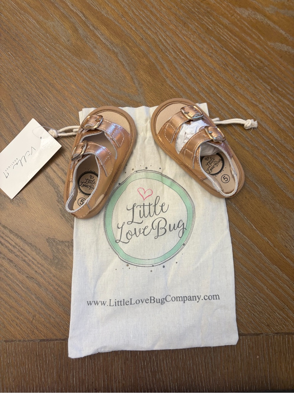 Little Love Bug Metallic Rose Toddler Sandals with Buckle Straps